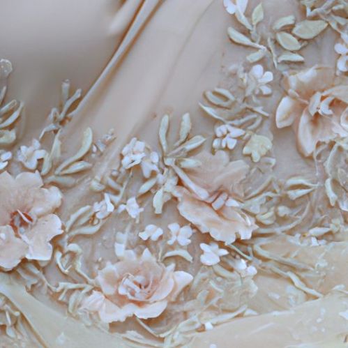 أزواج الزهور فستان الزفاف المطاوع العتيق لفستان زي زخرفة DELACE العاجي الترتر الأبيض القابل للذوبان في الماء