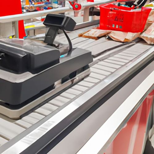 cash checkout counter with conveyor belt, display counter cashier checkout table counter Dubai supermarket store electric
