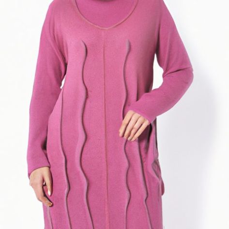 Loose Fit Big Stretch roupas modestas Primavera Mulheres Malha Muçulmano Coreano Camisola Vestido Moda Grátis Manga Longa