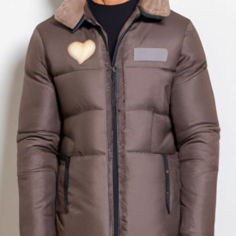 Jaket mantel bulu kasual pecinta longgar bordir untuk pria 2023 jaket musim dingin pria kerah berdiri
