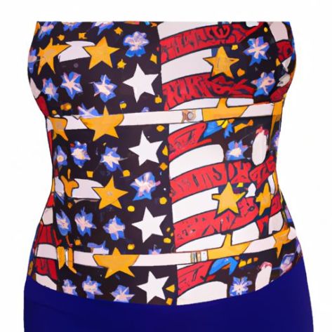 new women's suspenders European and comfortable skin-friendly American printed flag tops Cross-border plus size