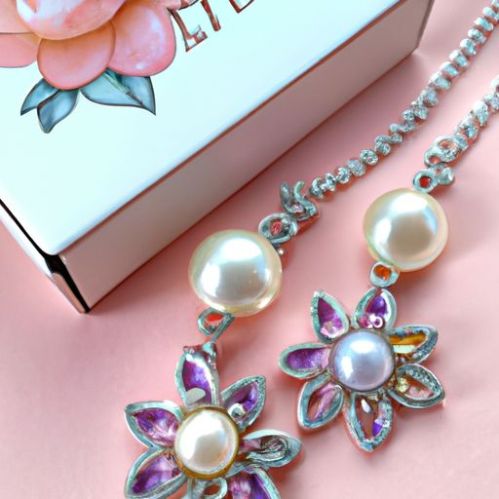 pearl pendant earrings for for women jewelry women decoration Vintage jewelry set flower charm necklace