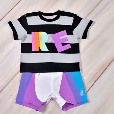 Letter Print Short Sleeve toddler shorts set T Shirt Cotton Kids Boys Girls Tops INS Summer Infant Toddler Clothes Rainbow