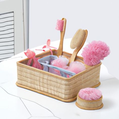 Acessórios ferramentas femininas cesta de banheiro escova e pedra-pomes conjunto de presente escova de bucha de banho venda quente spa banho de beleza