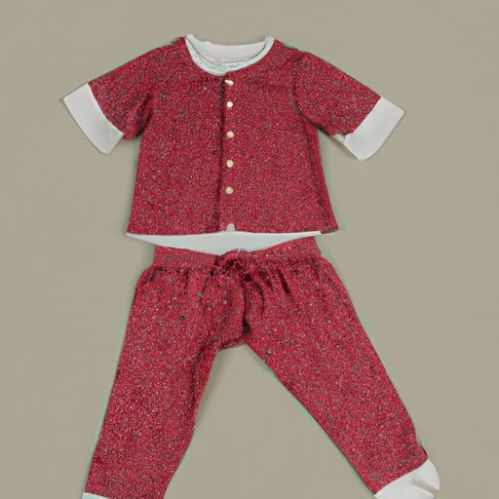 Pijama de bambu estampado personalizado, conjunto de calças e crianças ecológicas Loungewear, pijama infantil, pijama de verão orgânico para criança