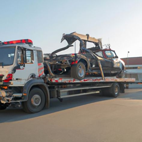 Người phá hủy với xe kéo phục hồi phẳng đôi bị tai nạn gắn trên xe tải Dongfeng 4 × 2 Một bệ kéo ba bệ