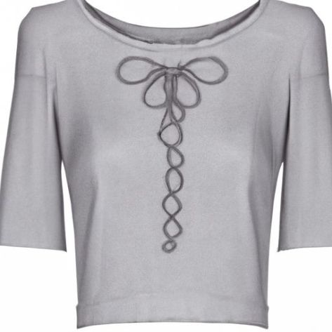 女式 T 恤 100% 棉罗纹背心针织裹身上衣衬衫设计师定制系带短款 T 恤女式长袖