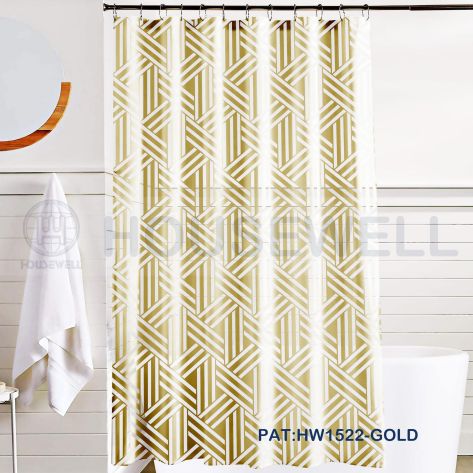 Printed Plastic Shower Room Curtain, Water Repellent, Eco-friendly, Quick Dry